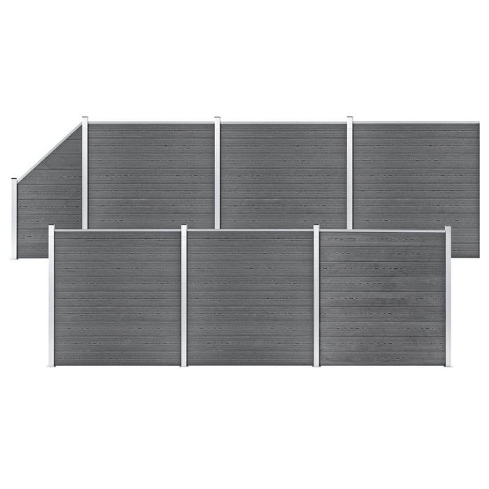 Set panouri gard, 6 pătrate + 1 oblic, gri, 1138x186 cm, WPC - WALTI WALTI