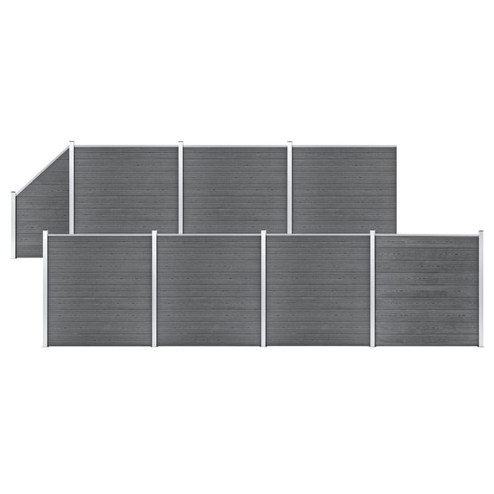 Set panouri gard, 7 pătrate + 1 oblic, gri, 1311x186 cm, WPC - WALTI WALTI
