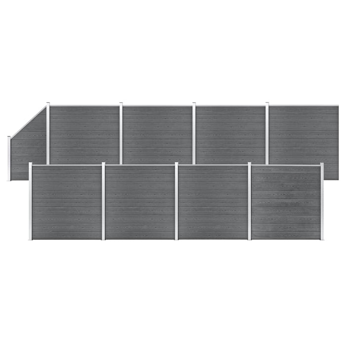 Set panouri gard, 2 pătrate + 1 oblic, gri, 1484 x 186 cm, WPC - WALTI WALTI