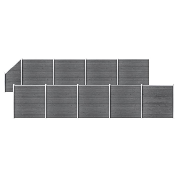 Set panouri gard, 9 pătrate + 1 oblic, gri, 1657x186 cm, WPC - WALTI WALTI