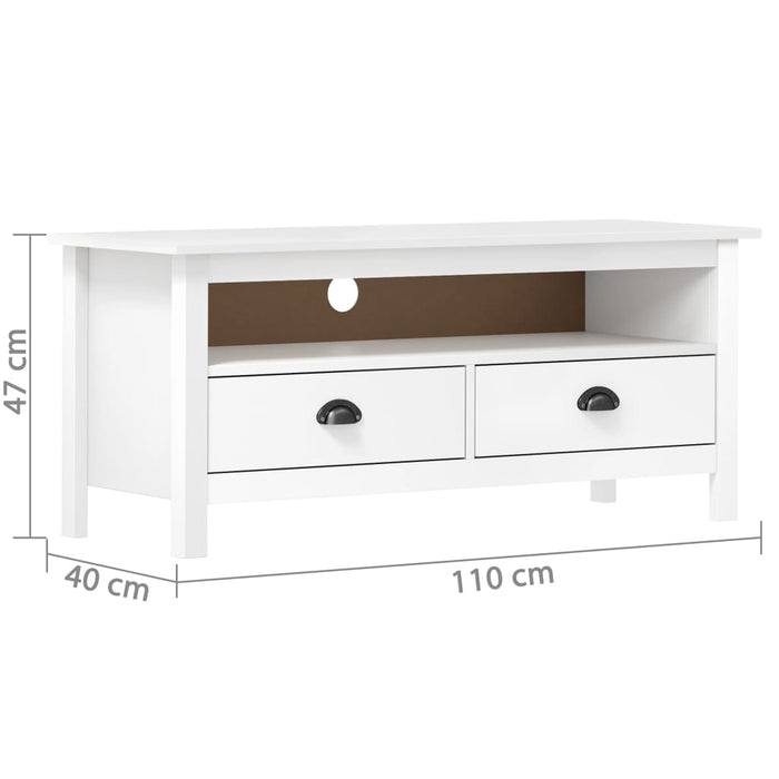 Comodă TV Hill, alb, 110x40x47 cm, lemn masiv de pin - WALTI WALTI