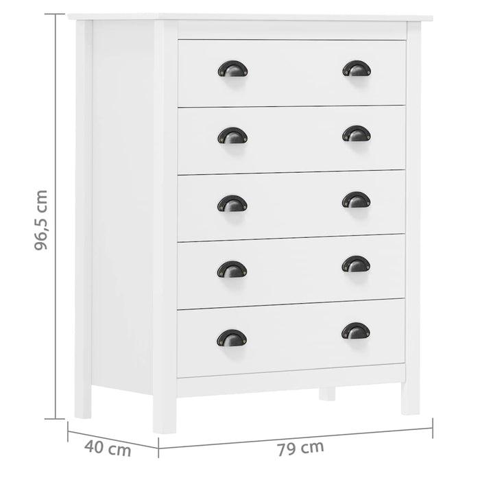 Dulap Hill, 5 sertare, 79x40x96,5 cm, lemn masiv de pin WALTI