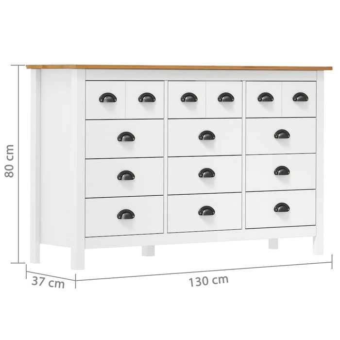 Dulap Hill, alb, 130x37x80 cm, lemn masiv de pin WALTI