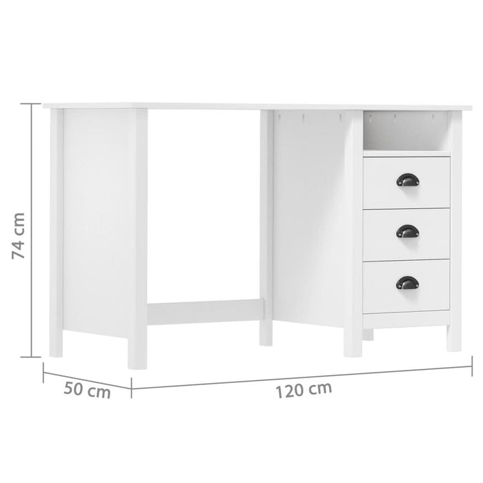 Birou Hill cu 3 sertare, 120x50x74 cm, lemn masiv de pin - WALTI WALTI