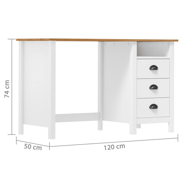 Birou Hill cu 3 sertare, 120x50x74 cm, lemn masiv de pin - WALTI WALTI