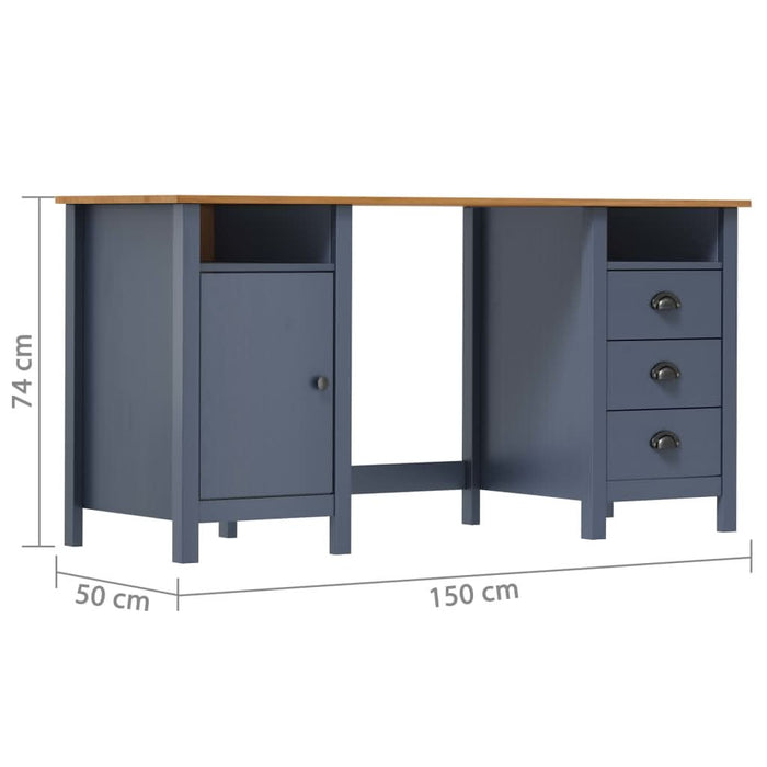 Birou Hill, gri, 150x50x74 cm, lemn masiv de pin - WALTI WALTI