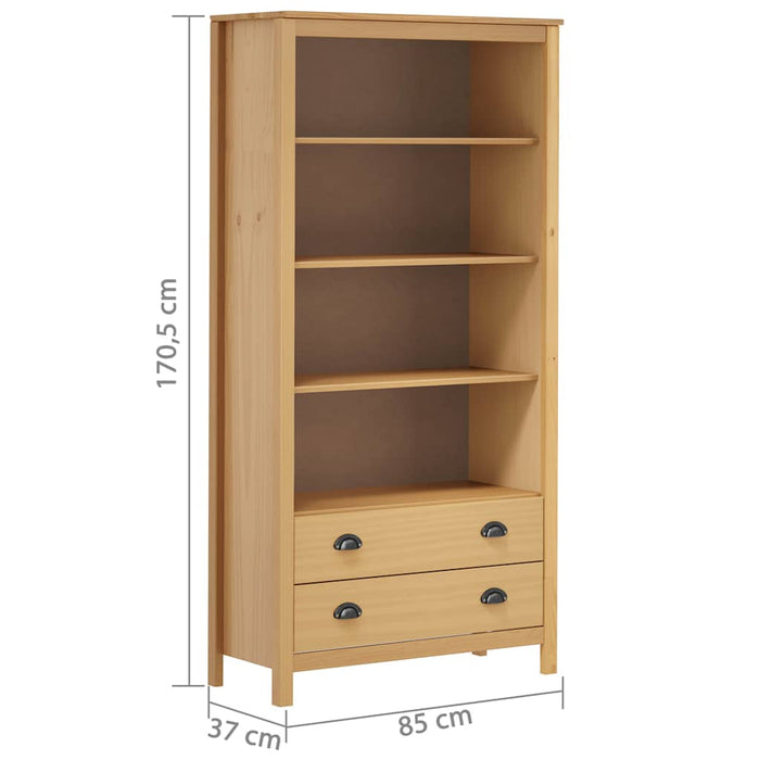Bibliotecă Hill, maro miere, 85x37x170,5 cm, lemn masiv pin WALTI