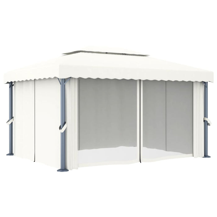 Pavilion cu perdea, alb crem, 4 x 3 m, aluminiu - WALTI WALTI