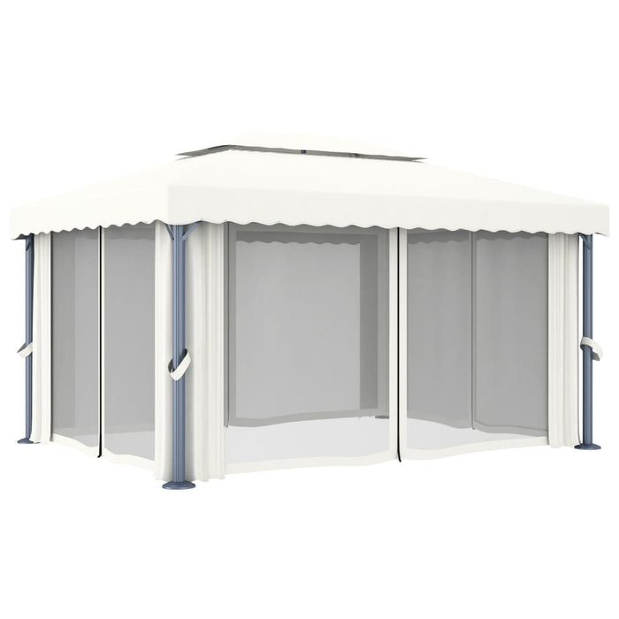 Pavilion cu perdea, alb crem, 4 x 3 m, aluminiu - WALTI WALTI