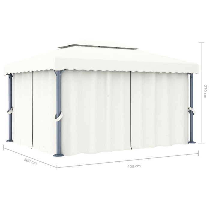 Pavilion cu perdea, alb crem, 4 x 3 m, aluminiu - WALTI WALTI
