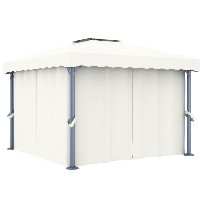 Pavilion cu perdea, alb crem, 3 x 3 m, aluminiu - WALTI WALTI