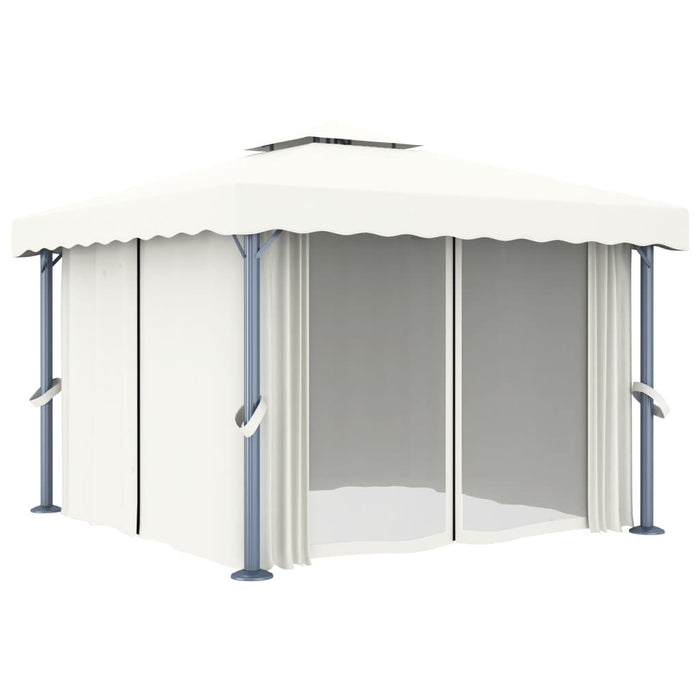 Pavilion cu perdea, alb crem, 3 x 3 m, aluminiu - WALTI WALTI