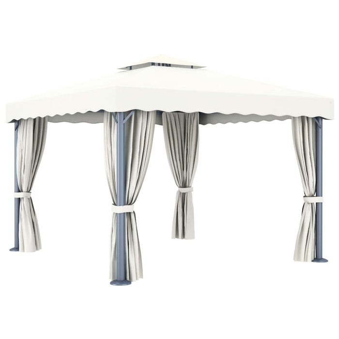 Pavilion cu perdea, alb crem, 3 x 3 m, aluminiu - WALTI WALTI