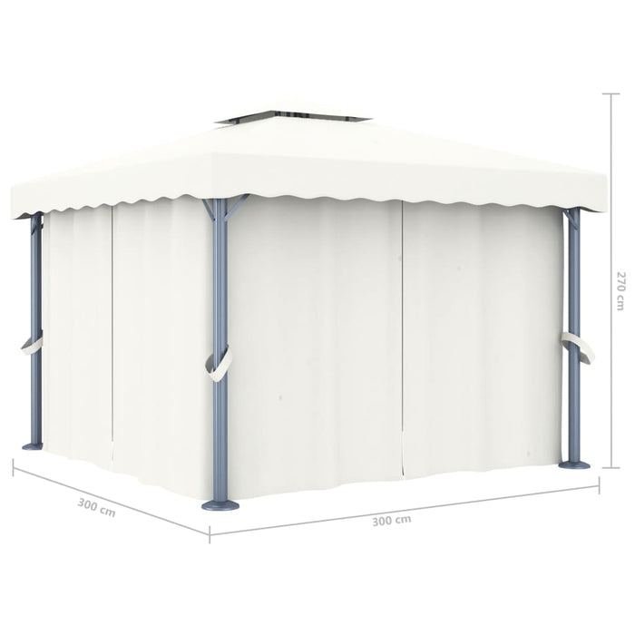 Pavilion cu perdea, alb crem, 3 x 3 m, aluminiu - WALTI WALTI