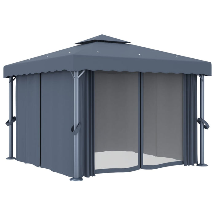 Pavilion cu perdea, antracit, 3 x 3 m, aluminiu - WALTI WALTI