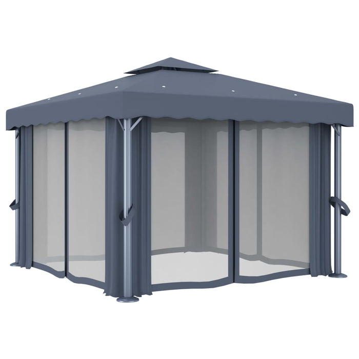 Pavilion cu perdea, antracit, 3 x 3 m, aluminiu - WALTI WALTI