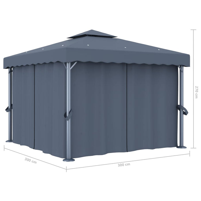 Pavilion cu perdea, antracit, 3 x 3 m, aluminiu - WALTI WALTI