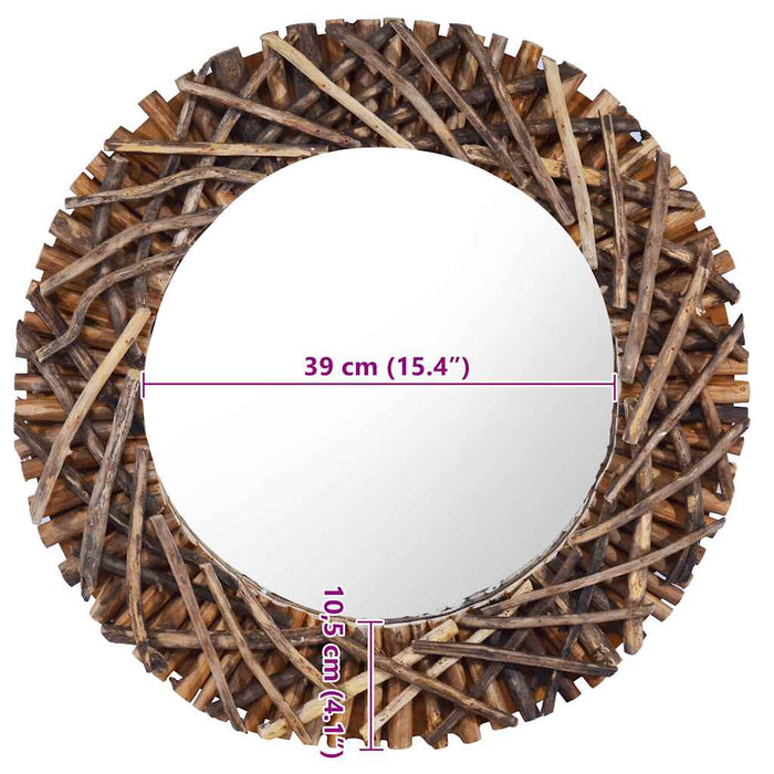 Oglindă de perete, 60 cm, tec, rotund - WALTI WALTI
