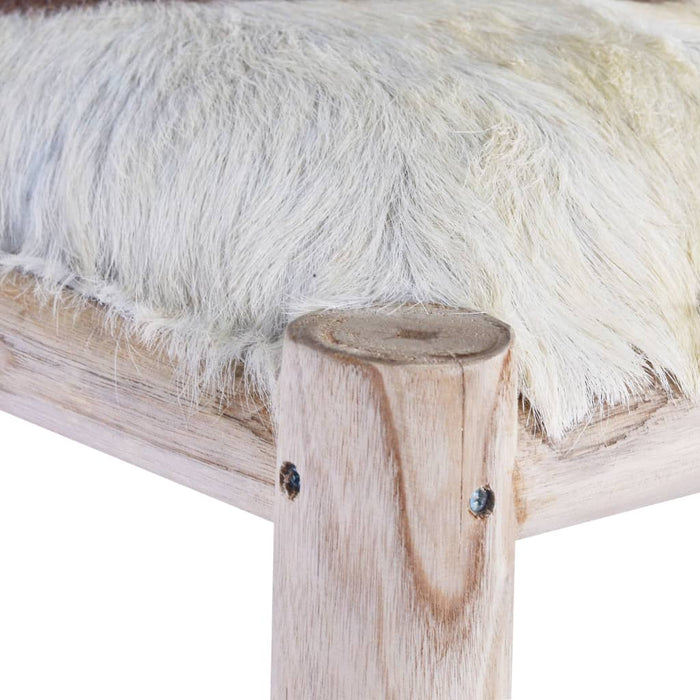 Taburet de bar, piele naturală și lemn masiv de tec WALTI