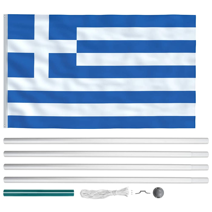 Drapel Grecia și stâlp din aluminiu, 6,2 m WALTI