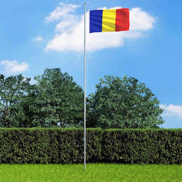 Drapel România și stâlp din aluminiu, 6,2 m WALTI
