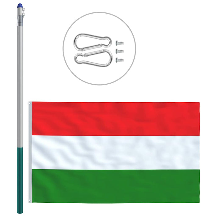 Steag Ungaria și stâlp din aluminiu, 6 m WALTI