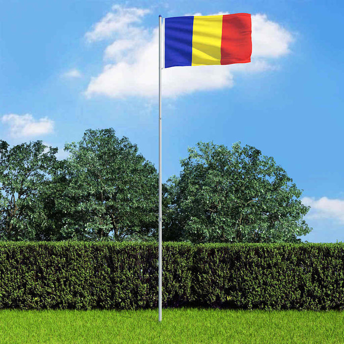 Steag România și stâlp din aluminiu, 6 m WALTI