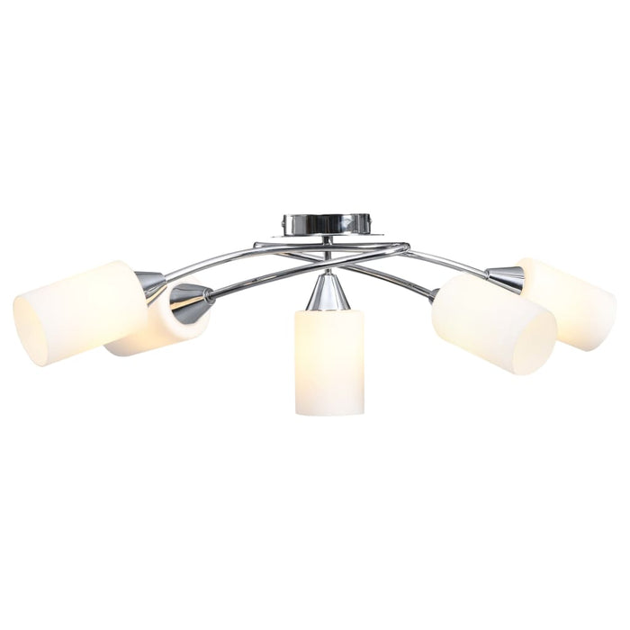 Lustră cu abajururi din ceramică, 5 becuri E14, alb, con - WALTI WALTI