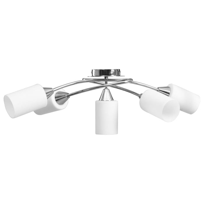 Lustră cu abajururi din ceramică, 5 becuri E14, alb, con - WALTI WALTI