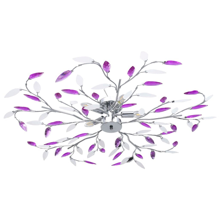 Lustră cu brațe tip frunze cristal acrilic violet 5 becuri E14 - WALTI WALTI