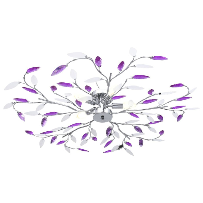 Lustră cu brațe tip frunze cristal acrilic violet 5 becuri E14 - WALTI WALTI
