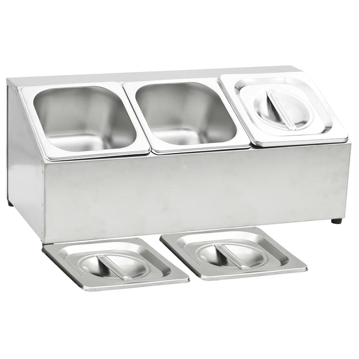Recipient Gastronorm cu 3 secțiuni GN 1/6 oțel inoxidabil - WALTI WALTI