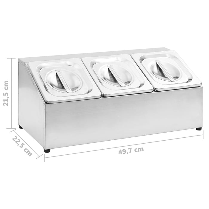 Recipient Gastronorm cu 3 secțiuni GN 1/6 oțel inoxidabil - WALTI WALTI