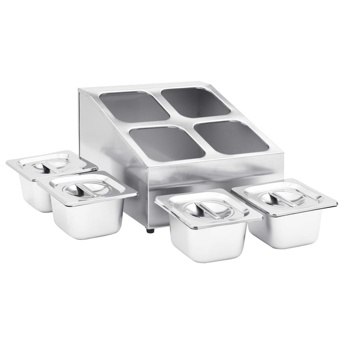 Recipient Gastronorm cu 4 secțiuni GN 1/6 oțel inoxidabil - WALTI WALTI