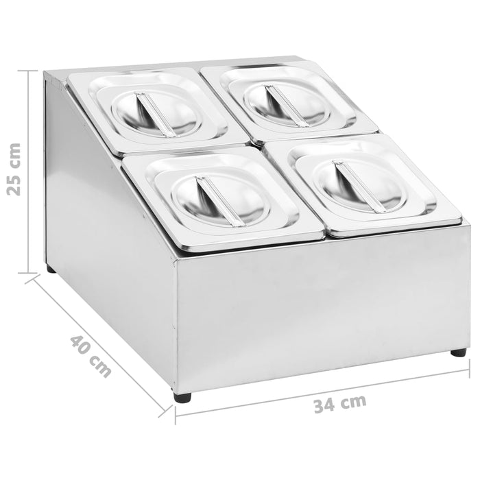 Recipient Gastronorm cu 4 secțiuni GN 1/6 oțel inoxidabil - WALTI WALTI