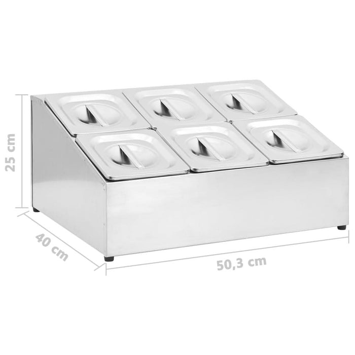 Recipient Gastronorm cu 6 secțiuni GN 1/6 oțel inoxidabil - WALTI WALTI