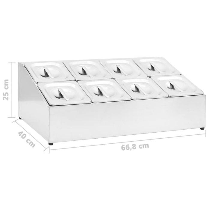 Recipient Gastronorm cu 8 secțiuni GN 1/6 oțel inoxidabil - WALTI WALTI
