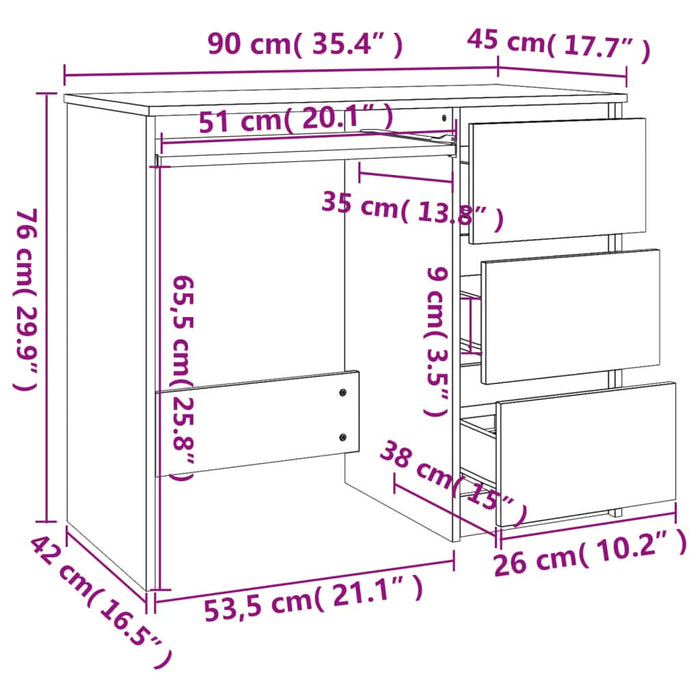 Birou, stejar sonoma, 90x45x76 cm, lemn prelucrat - WALTI WALTI