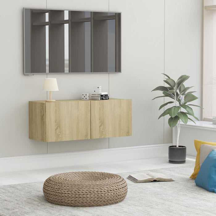Comodă TV, stejar Sonoma, 80 x 30 x 30 cm, lemn prelucrat WALTI