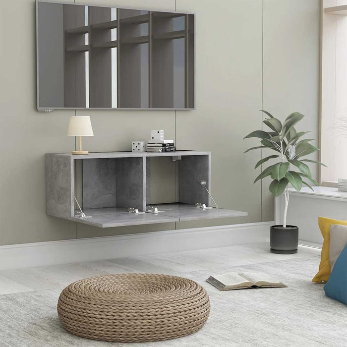 Comodă TV, gri beton, 80 x 30 x 30 cm, lemn prelucrat WALTI