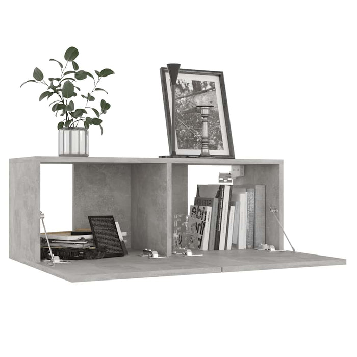 Comodă TV, gri beton, 80 x 30 x 30 cm, lemn prelucrat WALTI