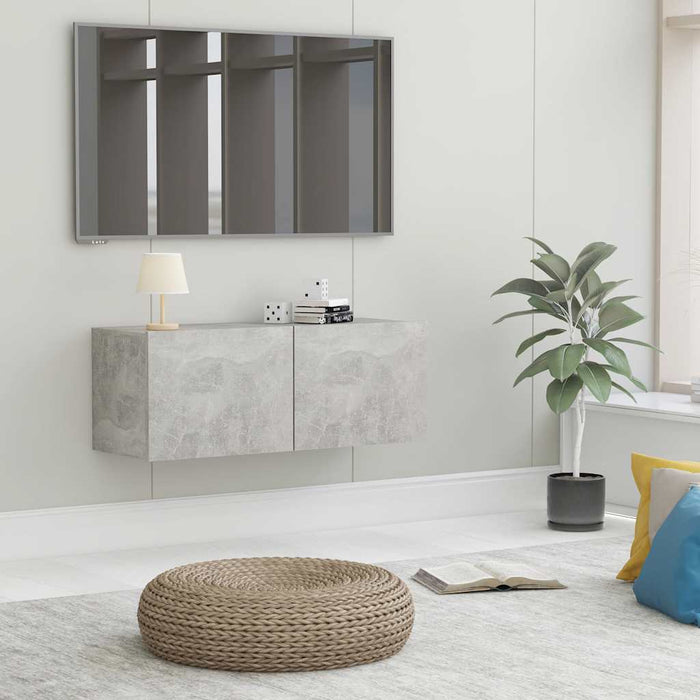 Comodă TV, gri beton, 80 x 30 x 30 cm, lemn prelucrat WALTI