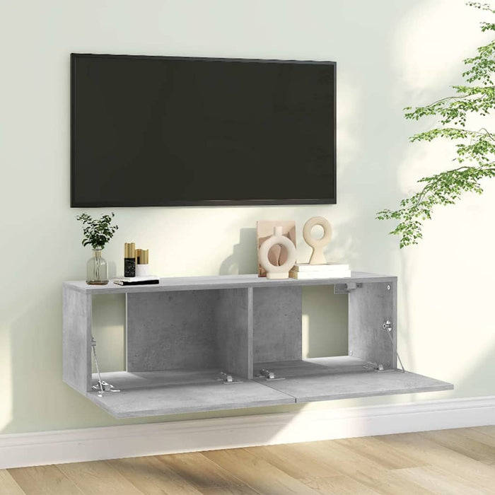 Comodă TV, gri beton, 100 x 30 x 30 cm, lemn prelucrat WALTI