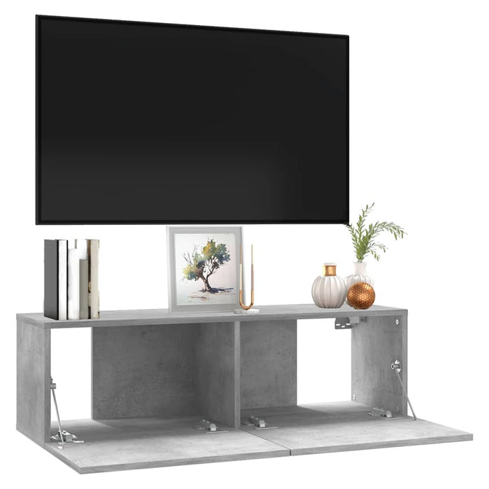 Comodă TV, gri beton, 100 x 30 x 30 cm, lemn prelucrat WALTI