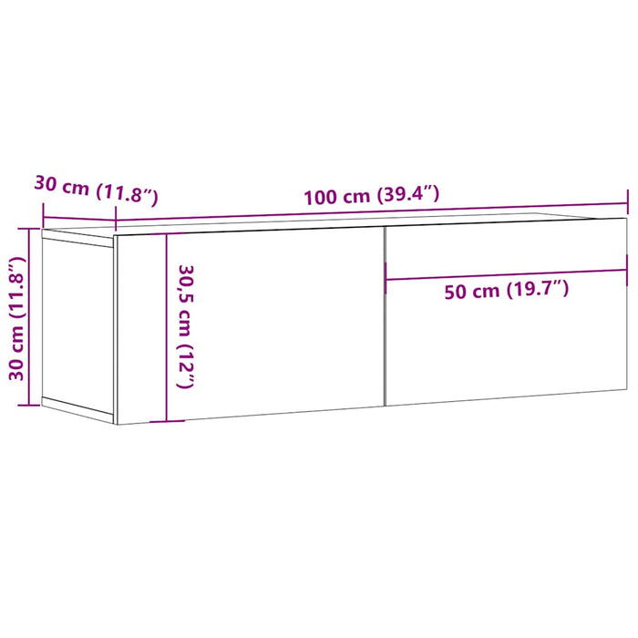 Comodă TV, gri beton, 100 x 30 x 30 cm, lemn prelucrat WALTI