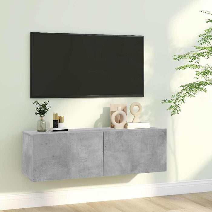 Comodă TV, gri beton, 100 x 30 x 30 cm, lemn prelucrat WALTI