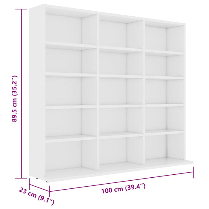 Dulap pentru CD-uri, alb, 100 x 23 x 89,5 cm, lemn prelucrat WALTI