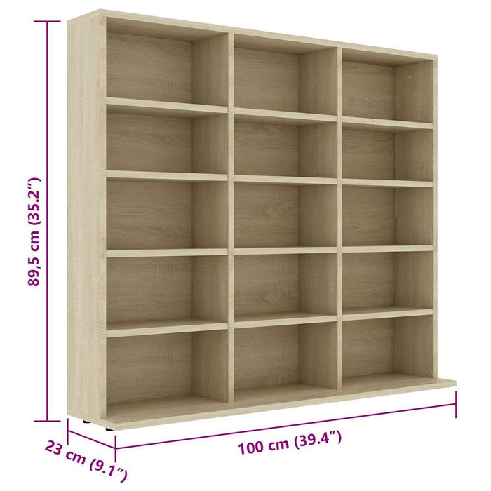 Dulap de CD-uri, stejar sonoma, 100x23x89,5 cm, lemn prelucrat WALTI
