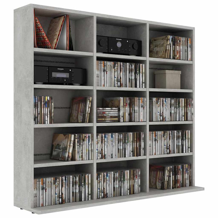 Dulap pentru CD-uri, gri beton, 100x23x89,5 cm, lemn prelucrat WALTI