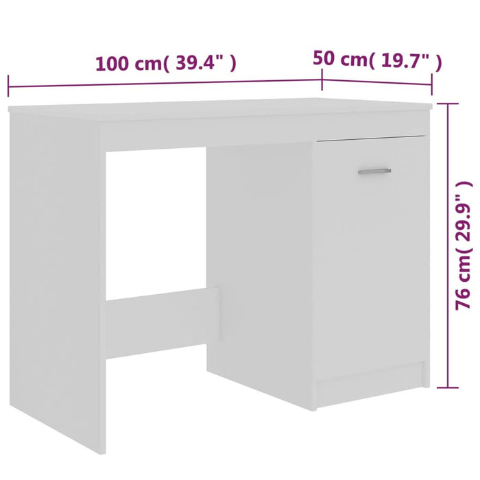 Birou, alb, 100x50x76 cm, lemn prelucrat - WALTI WALTI